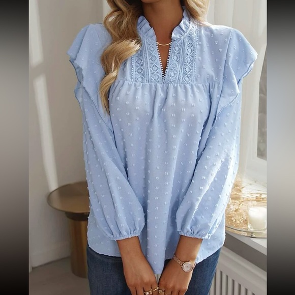 Boho Swiss dot lace ruffle blouse - Picture 5 of 6